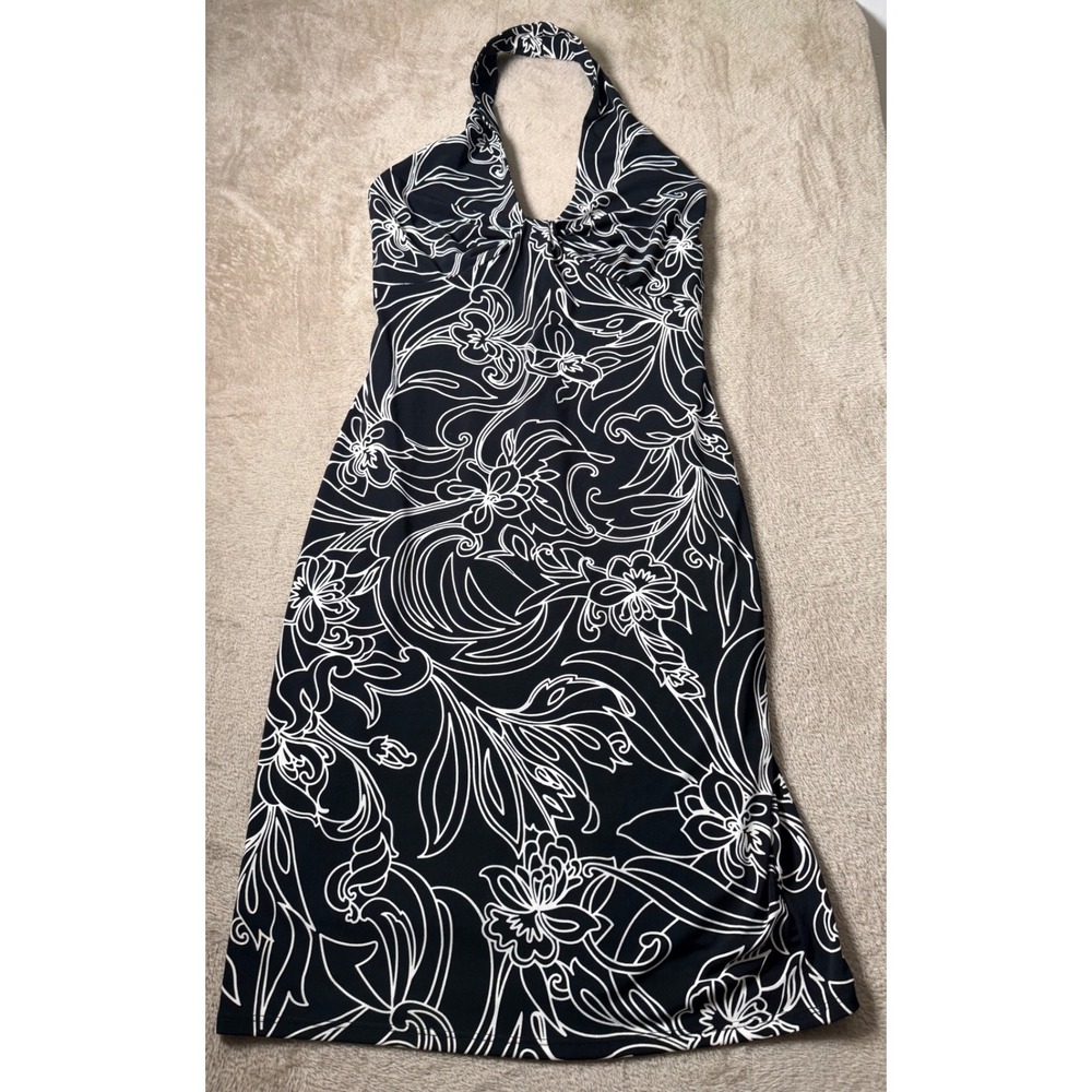 Laundry  Floral Halter Midi Dress Size 4 VTG 90s Mob Wife Feminine Retro y2K